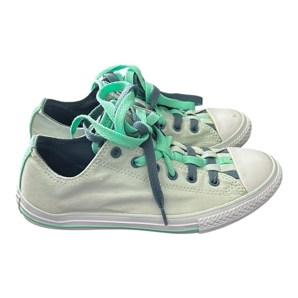 Converse All Star Low Top Kids Gray & Teal Sneakers Sz 4.5